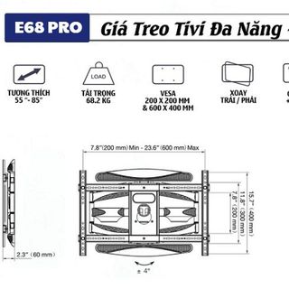 Giá treo tivi đa năng ErgoTek E68 PRO (55" - 85" ) - Xoay ngang/dọc