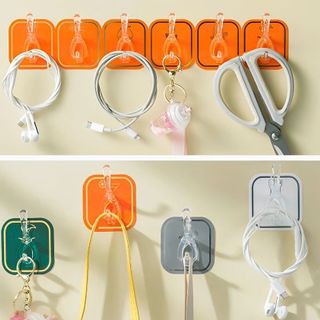 BỘ 6 MÓC CAO CẤP PVC + KEO ACRYLIC DÁN TƯỜNG CÓ THỂ TÁCH RỜI TỪNG CÁI (T200) (SÉT)