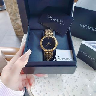 ĐỒNG HỒ NAM NỮ CAO CẤP MOVODA VETURI DÂY THÉP MẶT ĐEN TRƠN