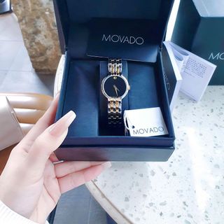 ĐỒNG HỒ NAM NỮ CAO CẤP MOVODA VETURI DÂY THÉP MẶT ĐEN TRƠN