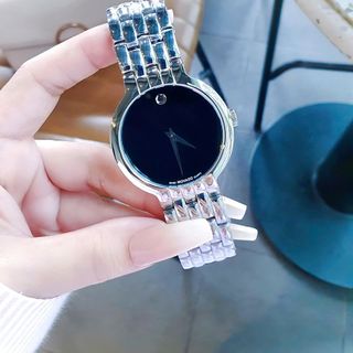 ĐỒNG HỒ NAM NỮ CAO CẤP MOVODA VETURI DÂY THÉP MẶT ĐEN TRƠN