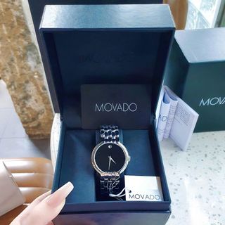 ĐỒNG HỒ NAM NỮ CAO CẤP MOVODA VETURI DÂY THÉP MẶT ĐEN TRƠN