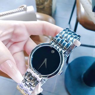 ĐỒNG HỒ NAM NỮ CAO CẤP MOVODA VETURI DÂY THÉP MẶT ĐEN TRƠN