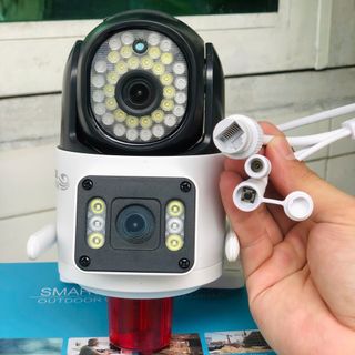 Camera Wifi 9MP Yoosee QPT366-B có ĐÈN BÁO ĐỘNG ĐỎ | 4K | Ngoài trời | 2 ống kính 2 khung hình (Hình OVAN)