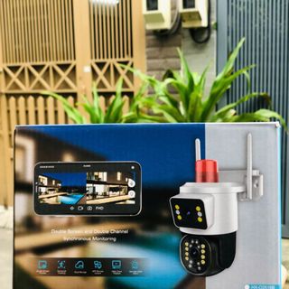 Camera Wifi 9MP Yoosee QPT366-B có ĐÈN BÁO ĐỘNG ĐỎ | 4K | Ngoài trời | 2 ống kính 2 khung hình (Hình OVAN)