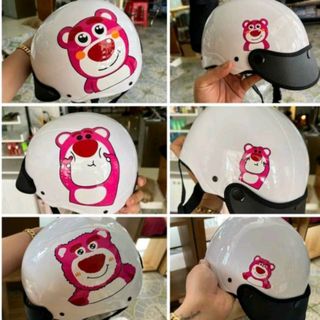 NÓN BẢO HIỂM SƠN NỮA ĐẦU GẤU HỒNG CỰC DỄ THƯƠNG VỚI 2 MÀU CHÍNH. HỒNG NHẠT - HỒNG ĐẬM KO NÚT (T100)