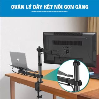 Giá treo màn hình máy tính M074 17″-32″ kèm giá đỡ Laptop/MacBook (17''-32''Inch)