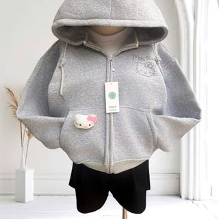 Áo Khoác In Logo Hello Kitty Kèm Charm Mèo - Hàng Đẹp Bán