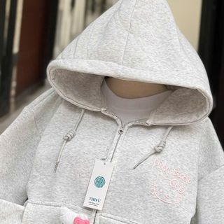 Áo Khoác In Logo Hello Kitty Kèm Charm Mèo - Hàng Đẹp Bán Shop