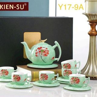 Bộ Ấm Chén Sứ Xanh Ngọc Y17-9A (THÙNG 12B)