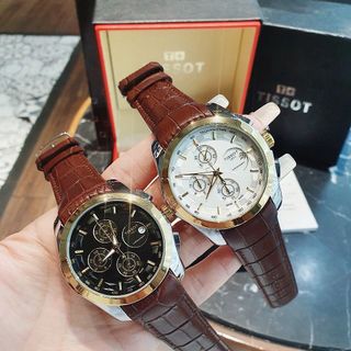 SĂN SALE HÀNG TRUNG CẤP ĐỒNG HỒ NAM MÁY QUARZT TIXOT DÂY DA NÂU