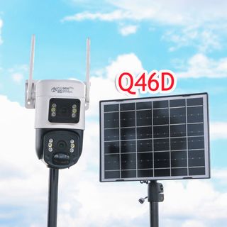 Camera  4G solar YOOSEE Q46D | 2 mắt 2 khung hình | Sim 4G, kèm tấm pin NLMT ( App: YOOSEE )