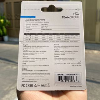 Thẻ nhớ 128GB TEAM GROUP (Hàng chính hãng | Bảo hành 5 năm | Hộp 45c)
