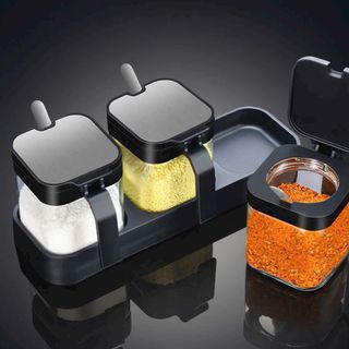 HŨ GIA VỊ THỦY TINH DÀY DẶN NẮP BẬT INOX 304 KÈM MUỖNG 255ML (T75)- MỚI (CÁI)