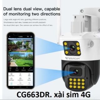 Camera 4G Vstarcam CG663DR 2 Mắt 2 Màn Hình- dùng sim 4G, APP: O-KAM PRO