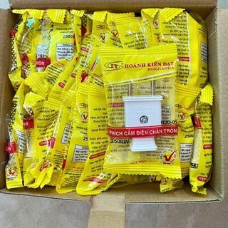 Phích cắm chân tròn HJD-01, công suất 2.500w thau đàn hồi, nhựa PC chịu nhiệt, chống vỡ (Hộp/40c)