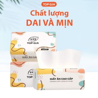 Giấy ăn rút Topgia thùng 40 gói đa sắc cao cấp 240 tờ 4 lớp, dập vân 4D, mềm mịn, thấm hút tốt