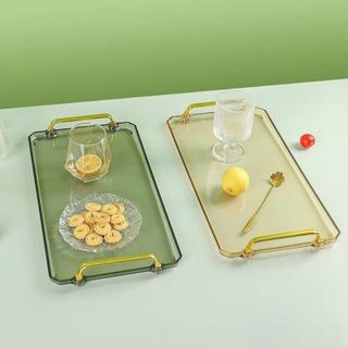 KHAY ĐỰNG TÁCH TRÀ, BÁNH KẸO VIỀN VÀNG, 2 QUAI VÀNG (T60)