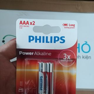 Pin Kiềm AAA (Alkaline) PHILIPS, x6 lần pin Carbon - Hàng chính hãng  - Mua 4 Tặng 1