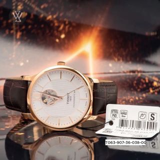 ĐỒNG HỒ NAM SIÊU CẤP TIXOT DÂY DA MẶT TRẮNG VIỀN ĐỒNG AUTOMATIC FULLBOX