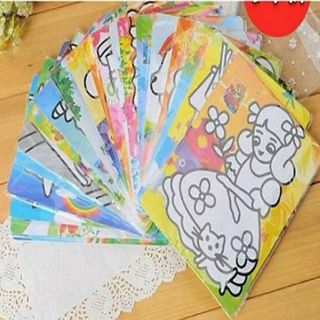 Combo 10 tranh cát size A4 cho bé gái bé trai đã kèm sẵn cát