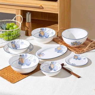 Đĩa 8 Vuông Hoa Xanh (THÙNG 60C)