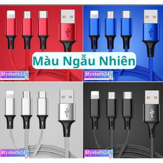 Cáp Sạc Nhanh 3 Đầu Siêu Bền, Dùng Cho Tất Cả Các Điện Thoại SmartPhone, Sạc Nhanh 3 Trong 1