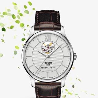 ĐỒNG HỒ NAM SIÊU CẤP TIXOT DÂY DA MẶT TRẮNG VIỀN BẠC AUTOMATIC FULLBOX