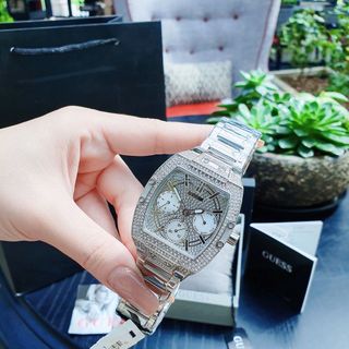 ĐỒNG HỒ NỮ CAO CẤP GUECC BẠC MẶT CHỮ NHẬT FULL ĐÁ DÂY THÉP