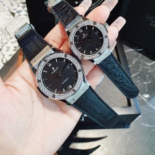 ĐỒNG HỒ CẶP SIÊU CẤP NHÀ MÁY HB HULOT CAO SU BỌC DA ĐEN CÓ GIẤY KIỂM ĐỊNH