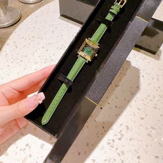 QUÀ VALENTINE ĐỒNG HỒ NỮ CAO CẤP YXL MẶT VUONG NIỀNG VÀNG DÂY DA XANH FULLBOX