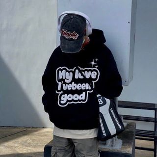 Áo Hoodie Nỉ PE Dày In Nổi "My Love I've Been Good" Unisex