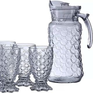 BỘ BÌNH THUỶ TINH DELI KÈM 6 LY VẢY CÁ YZH-34L7 (T6)