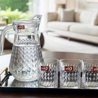 BỘ BÌNH THUỶ TINH KÈM 6 LY SỌC A-EH1009-2BL7 (T6)