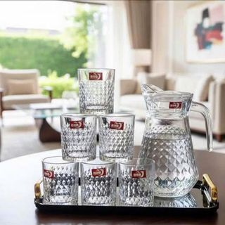 BỘ BÌNH THUỶ TINH KÈM 6 LY SỌC A-EH1009-2BL7 (T6)