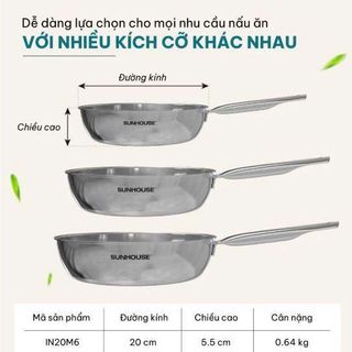 CHẢO INOX ĐA LỚP SIZE 24CM SUNHOUSE IN24M6