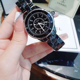 ĐỒNG HỒ NỮ CAO CẤP CHANEU CERAMIC FULL TRẮNG VÀ ĐEN MẶT SỐ HỘT