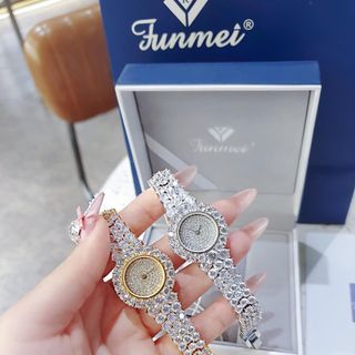 SET ĐỒNG HỒ NỮ CHÍNH HÃNG FUNMEI MỚI NHẤT F2163 KÈM DÂY CHUYỀN FULL HỘT XOÀN FULLBOX