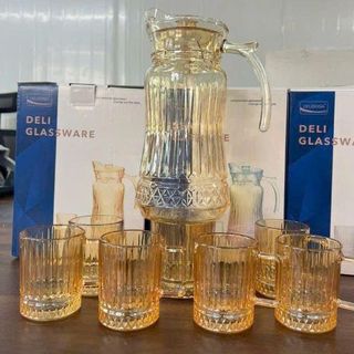 BỘ BÌNH THUỶ TINH VÀNG KÈM 6 LY QUAI YZH-40L7DHA (T6)