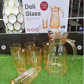 BỘ BÌNH THUỶ TINH VÀNG KÈM 6 LY 370ML YZH-43CL7HA (T6)