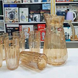 BỘ BÌNH THUỶ TINH VÀNG KÈM 6 LY 370ML YZH-43CL7HA (T6)