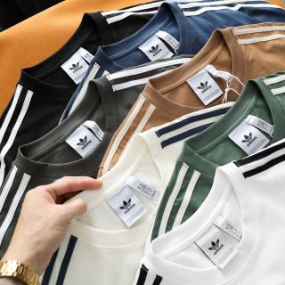 Áo thun nam.  Áo Thun dài tay nam,  logo thêu sắc nét, 3 sọc chuẩn hãng