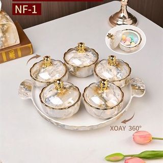 Sứ - Khay Mứt Sứ Vân Đá Cao Cấp NF-1 (THÙNG 6B )