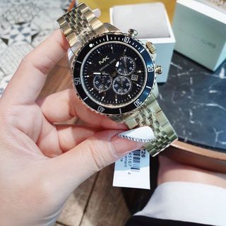 ĐỒNG HỒ NAM CAO CẤP MICHAEL BAYVILLE CHONOGRAP DÂY THÉP VÀNG MẶT ĐEN FULLBOX