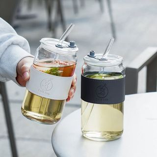 LY THUỶ TINH BỌC DA COLA CUP 500ML KÈM ỐNG HÚT (T70)