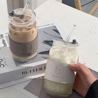 LY THUỶ TINH BỌC DA COLA CUP 500ML KÈM ỐNG HÚT (T70)