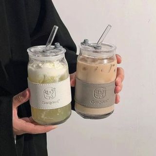 LY THUỶ TINH BỌC DA COLA CUP 500ML KÈM ỐNG HÚT (T70)