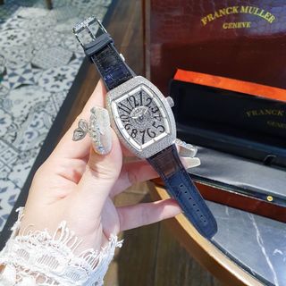 ĐỒNG HỒ NỮ CAO CẤP PRANCK V32 MẶT FULL DIAMOND DÂY DA ĐEN