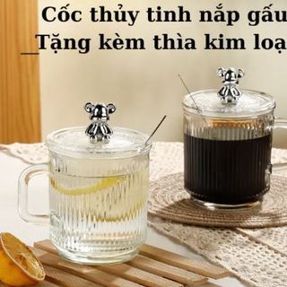 LY THỦY TINH VÂN SỌC 500ML NẮP GẤU KÈM MUỖNG (T72)