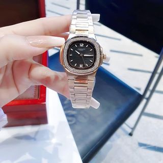 ĐỒNG HỒ NỮ CAO CẤP FATEK MẶT VUÔNG MÁY QUAT DÂY THÉP MẠ PVD VIỀN HỘT